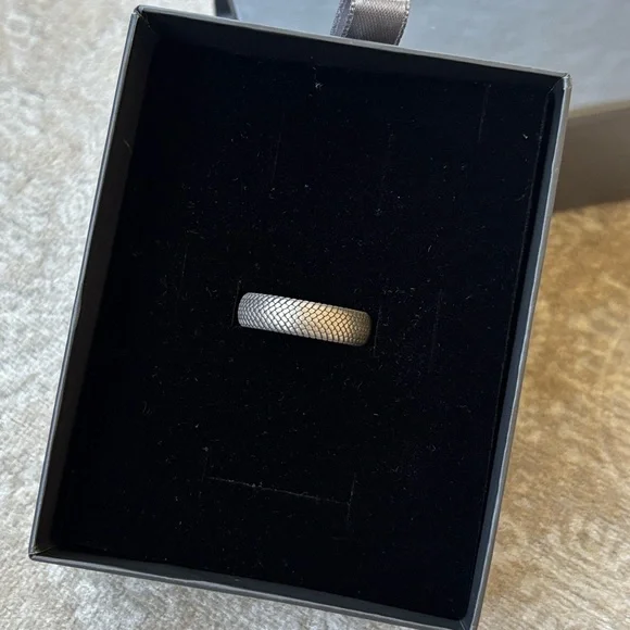 Brand New Sterling Silver 925 Snakeskin Wedding Band Ring Handcrafted Minimalist